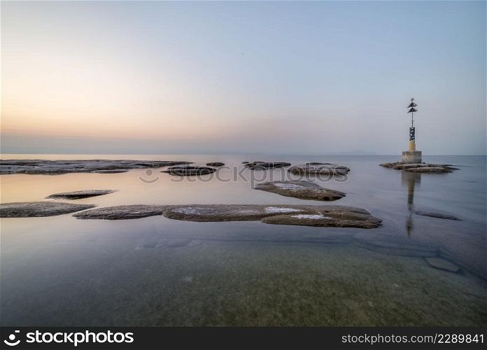 sirmione beach by snight and sunset