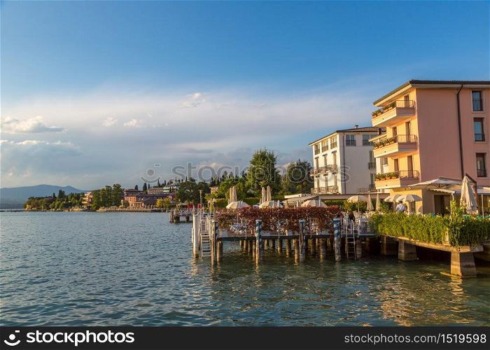 Sirmione on lake Garda in a beautiful summer day, Italy