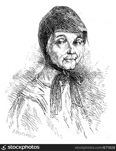 Sister Mary recluse Solovetsky, vintage engraved illustration. Le Tour du Monde, Travel Journal, (1872).