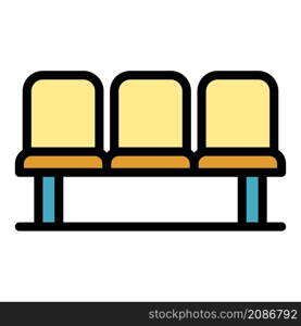 Sitting at airport icon. Outline sitting at airport vector icon color flat isolated. Sitting at airport icon color outline vector