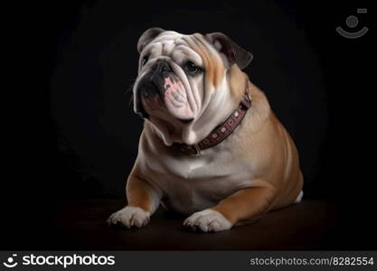Sitting bulldog dog. Happy cute portrait. Generate Ai. Sitting bulldog dog. Generate Ai