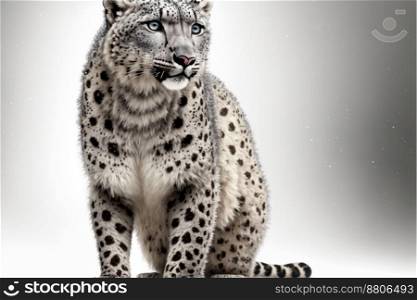 Sitting Leopard isolated on white background