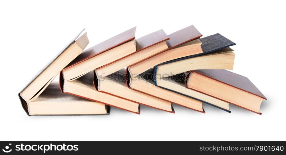 Six of nested books isolated on white background