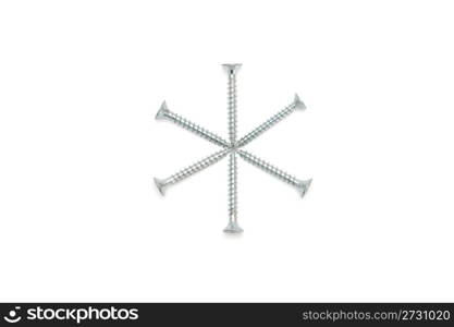 Six-pointed star made of screws isolated