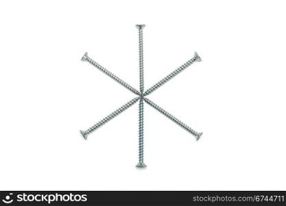 Six-pointed star made of screws isolated