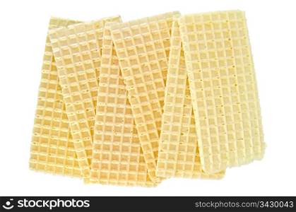 Six strips of wafer breads isolated on white background