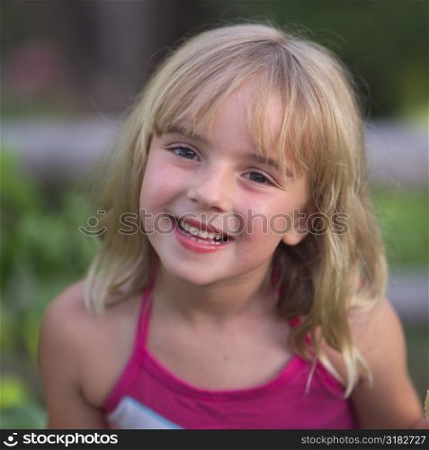 Six year old smiling at camera