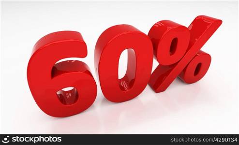Sixty percent off. Discount 60. &#xA;Percentage. 3D illustration