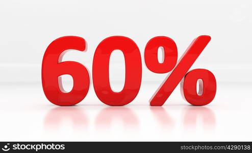 Sixty percent off. Discount 60. &#xA;Percentage. 3D illustration