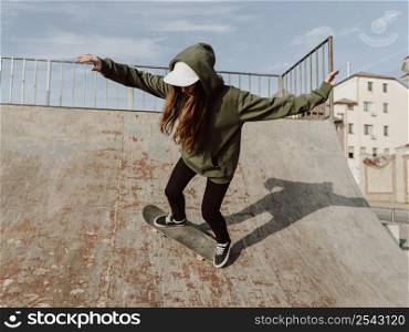 skater girl using ramps tricks 2