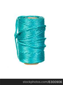 Skein of green rope isolated on a white background