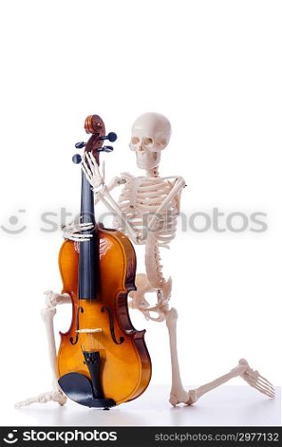 Skeleton playing violin isolated on the white