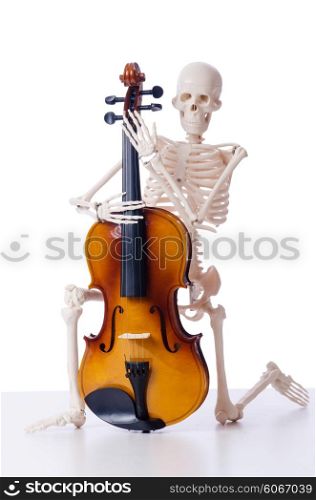 Skeleton playing violin isolated on the white