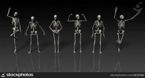 Skeletons Dancing Over a Halloween Sign Template. Skeletons Dancing