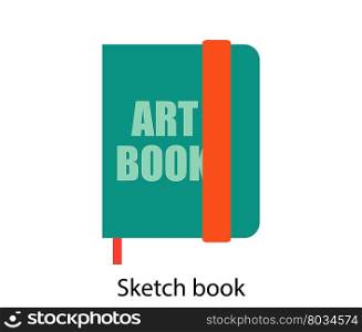 Sketch book icon. Flat color design.