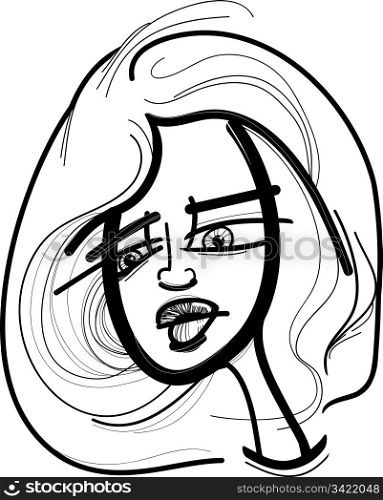 sketch drawing illustration of woman with blond hair