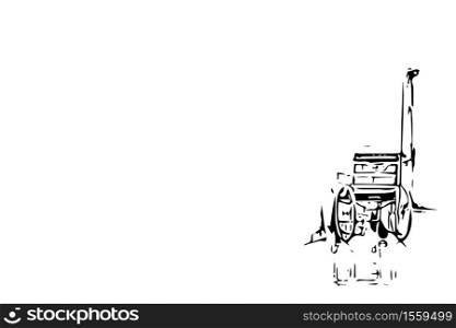 Sketch drawing of wheelchair in health and hospital concept on white background with copy space use for artwork, template or slideshow
