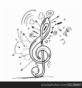 Sketch of clef icon. Sketch image of music clef icon against white background