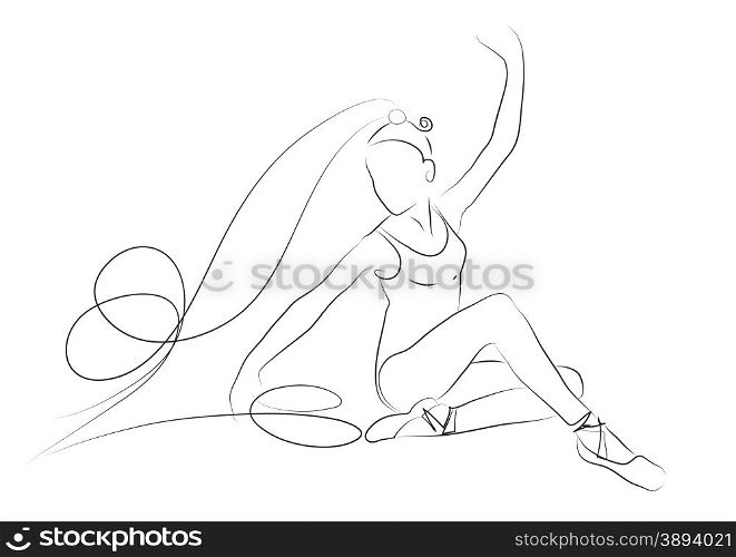 sketch of girls ballerina standing in a pose isolated on white