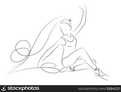 sketch of girls ballerina standing in a pose isolated on white