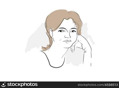 Sketch of woman's portrait on white background