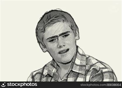 Sketch Teen boy body language expressions - Open mouth confused