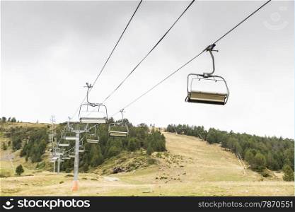Ski lifts in the ski resort in Andorra La Vella