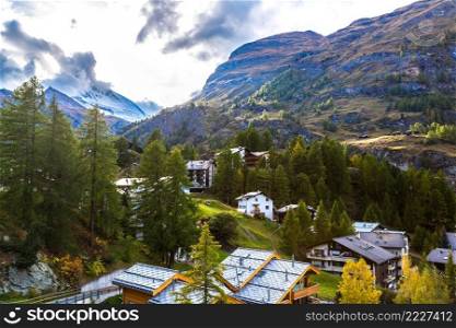 Ski resort Zermatt in a summer day in Switzerland