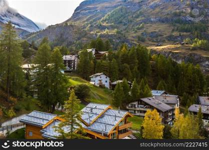 Ski resort Zermatt in a summer day in Switzerland