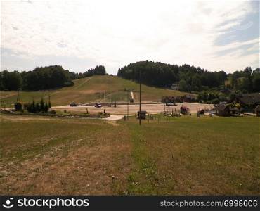 Ski slope in Wiezyca, Kashubian region, Poland. Sport and travel concept.. Ski slope in Wiezyca, Kashubian region, Poland.
