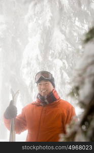 Skier and trees