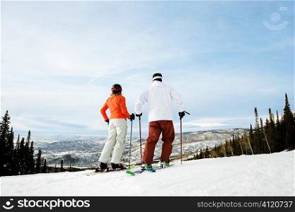 Skier Couple on Mountain