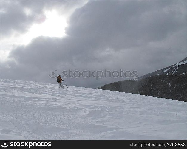 Skier on a mountain slope in Vail, Colorado