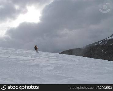 Skier on a mountain slope in Vail, Colorado