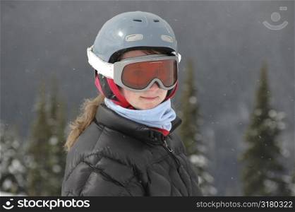 Skier wearing goggles
