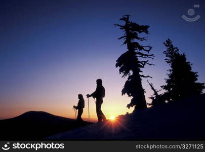 Skiers enjoying scenic view