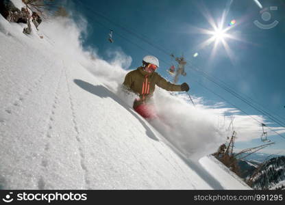 Skiing. Jumping skier. Extreme winter sports.