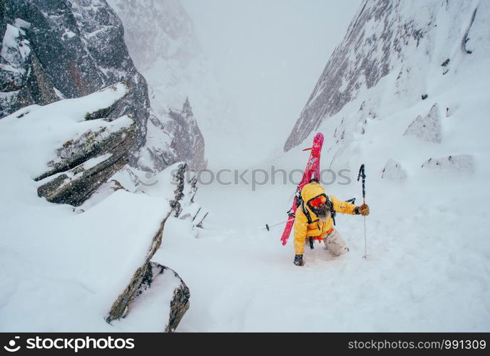 Skiing. Jumping skier. Extreme winter sports.