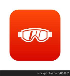 Skiing mask icon digital red for any design isolated on white vector illustration. Skiing mask icon digital red