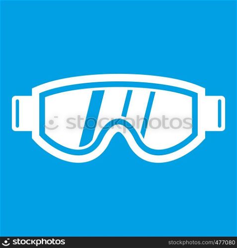Skiing mask icon white isolated on blue background vector illustration. Skiing mask icon white