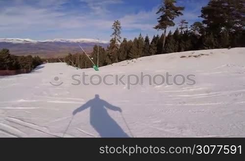 Skiing on the mountain Pyrenees in Spain, Masella