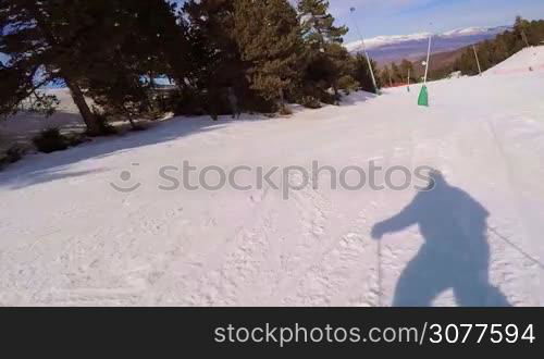 Skiing on the mountain Pyrenees in Spain, Masella