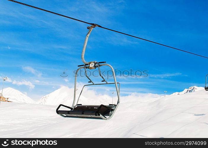 Skilift on bright winter day