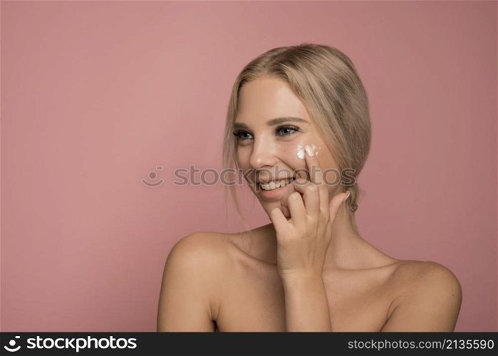 skin care concept with beautiful woman