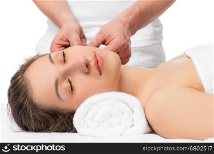 skin massage the hands of an experienced cosmetologist, masseur