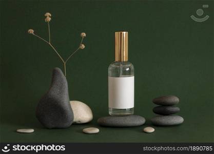 skin product arrangement with grey beige stones . Resolution and high quality beautiful photo. skin product arrangement with grey beige stones . High quality and resolution beautiful photo concept