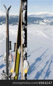Skis on a mountain