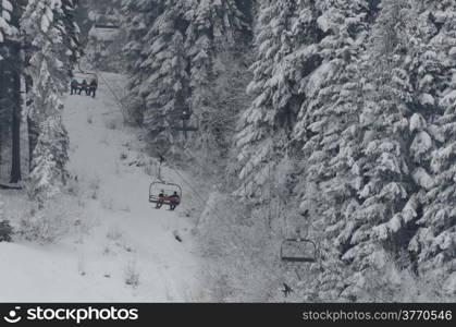 Skis path and ski tow in Rila mountain, Borovetz