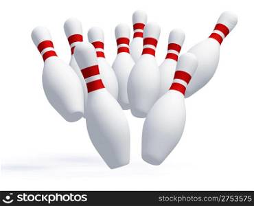 Skittles for game in bowling. It is isolated on a white background