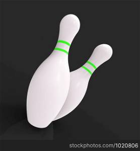Skittles or bowling at and Alley, a great Sport. A 10 pin tournament or match - 3d illustration